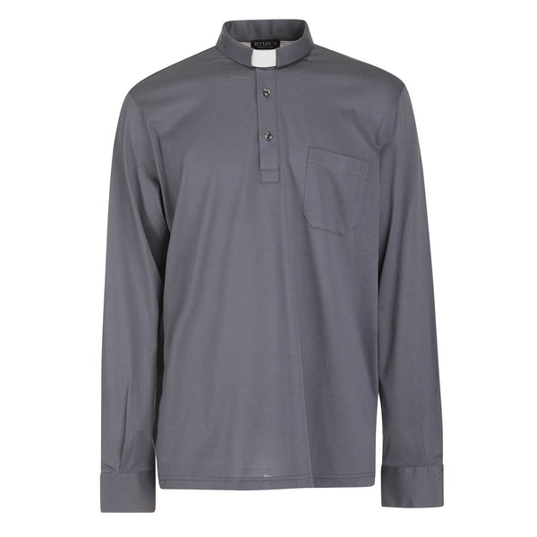 Polo in Filo di Scozia - Grigio -  100% Cotone Fresco - Manica Lunga