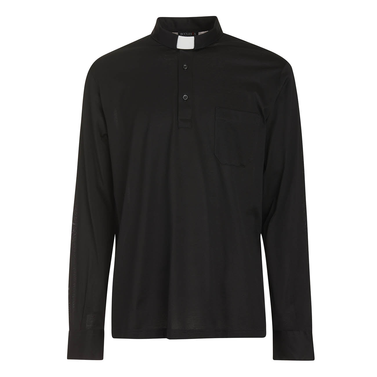 Polo in Filo di Scozia - Nero -  100% Cotone Fresco - Manica Lunga