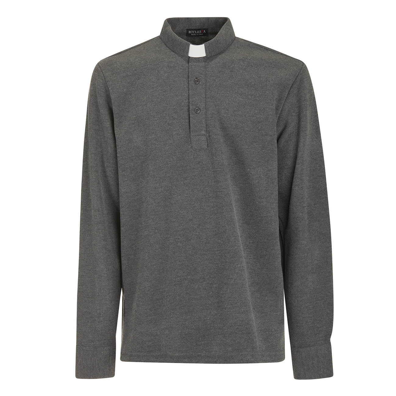 Polo in Flanella - Grigio - 100% Caldo Cotone - Manica Lunga