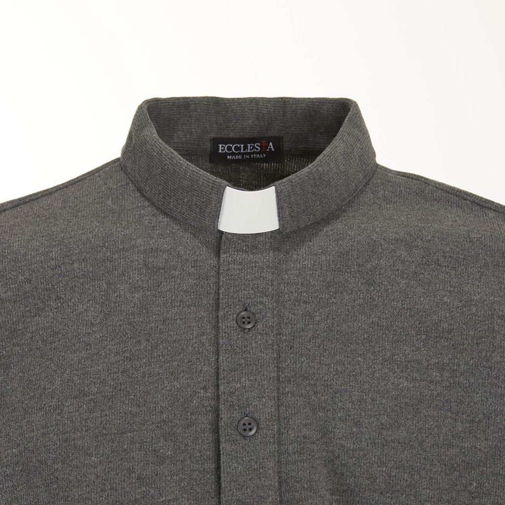 Polo in Flanella - Grigio - 100% Caldo Cotone - Manica Lunga