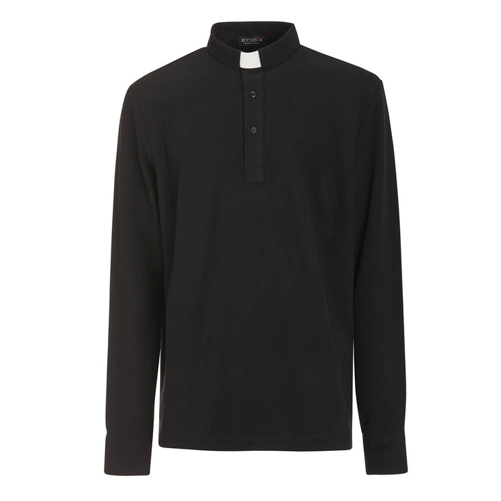 Koszulka Polo Flanelowa - Czarny - 100% Ciepła Bawełna - Długi rękaw