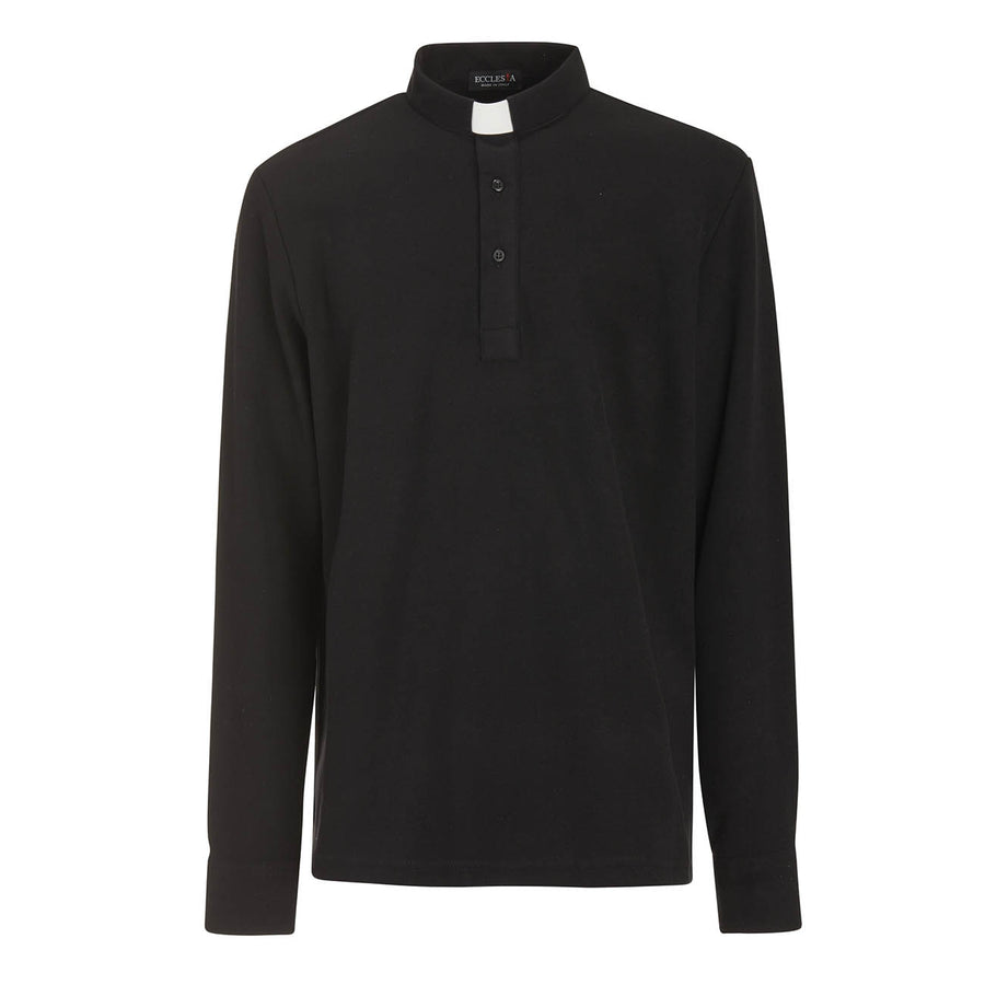 Koszulka Polo Flanelowa - Czarny - 100% Ciepła Bawełna - Długi rękaw