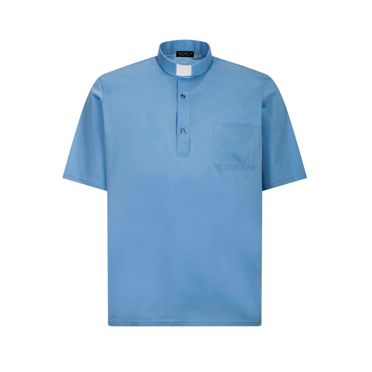 Polo Roma - Celeste - Clergy - 100% Cotone Fresco - Manica Corta