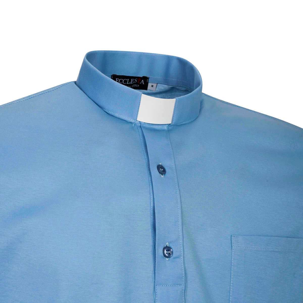 Polo Roma - Celeste - Clergy - 100% Cotone Fresco - Manica Corta