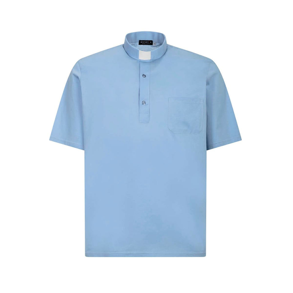 Polo Roma - Celeste Chiaro - Clergy - 100% Cotone Fresco - Manica Corta