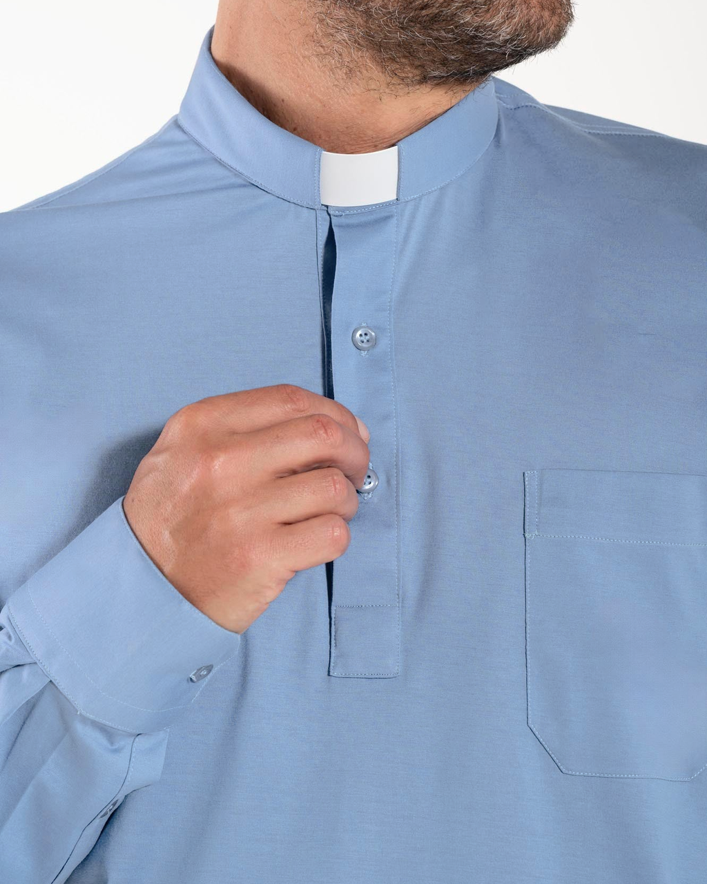 Polo Roma - Celeste Chiaro - Clergy - 100% Cotone Fresco - Manica Lunga
