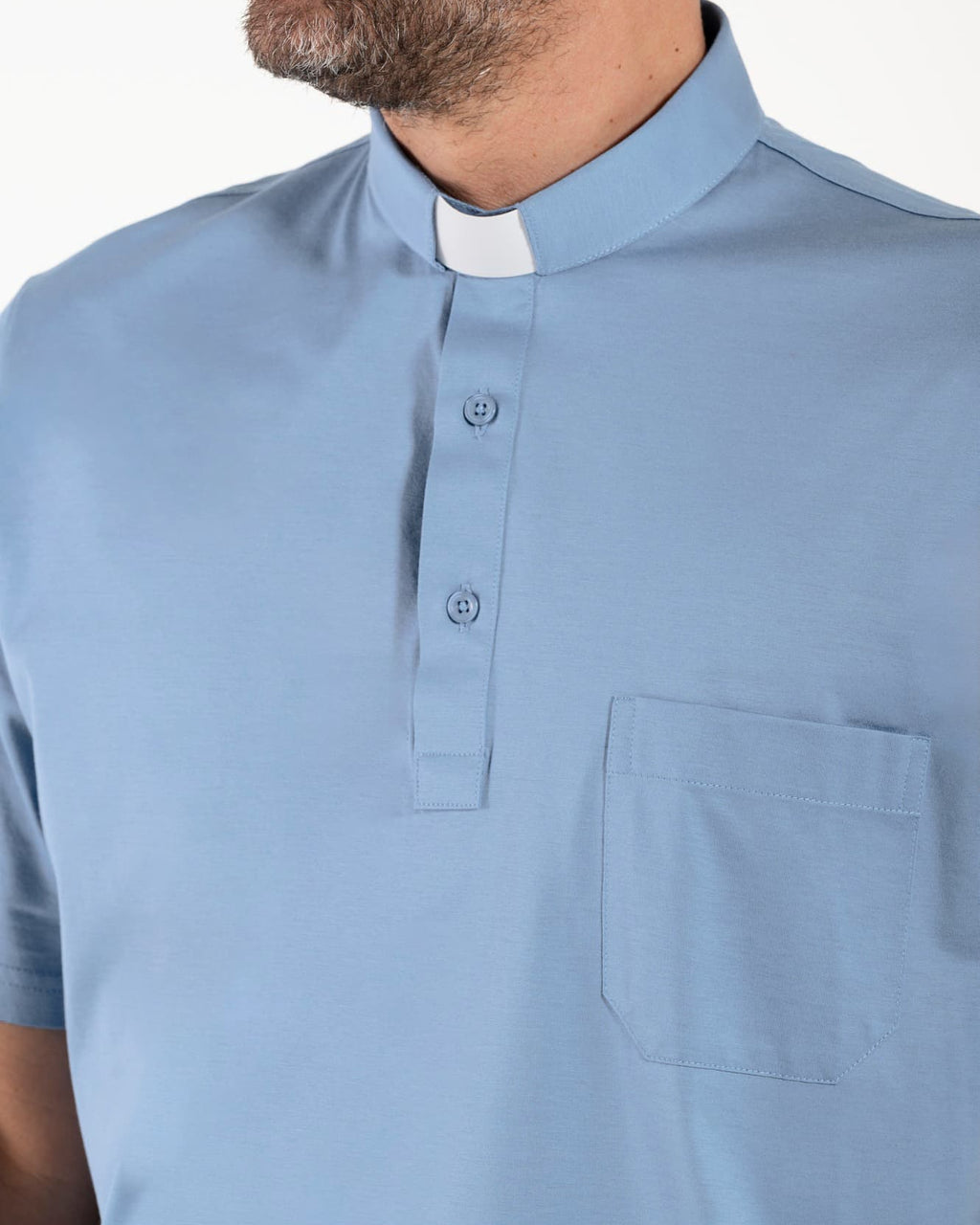 Polo Roma - Celeste Chiaro - Clergy - 100% Cotone Fresco - Manica Corta