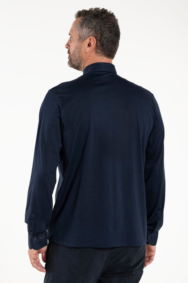 Polo Roma - Blu Navy - Clergy - 100% Cotone Fresco - Manica Lunga