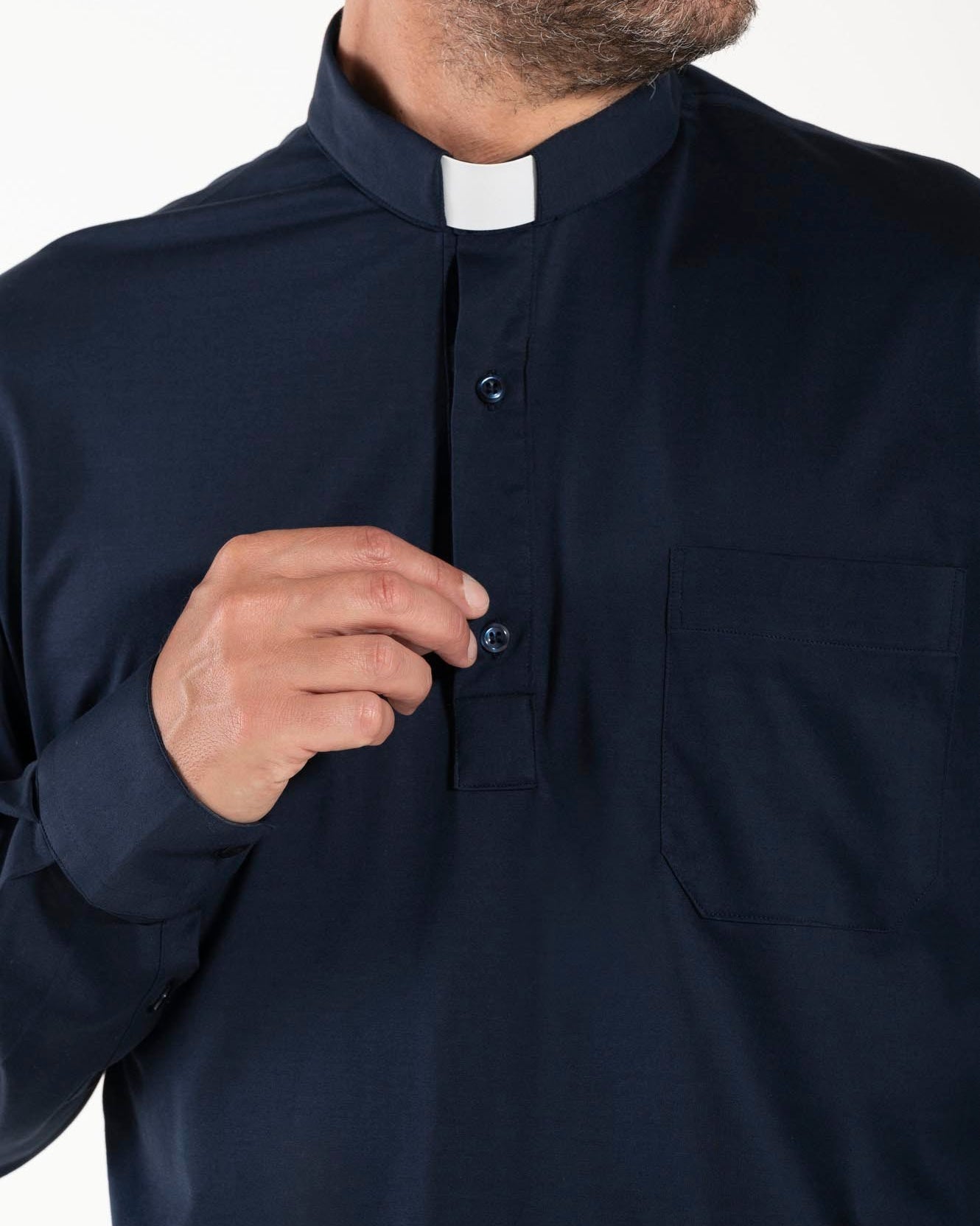 Polo Roma Blue Navy - Clergy - 100% Fresh Cotton - Long Sleeve