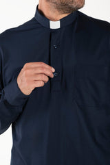 Polo Roma - Blu Navy - Clergy - 100% Cotone Fresco - Manica Lunga