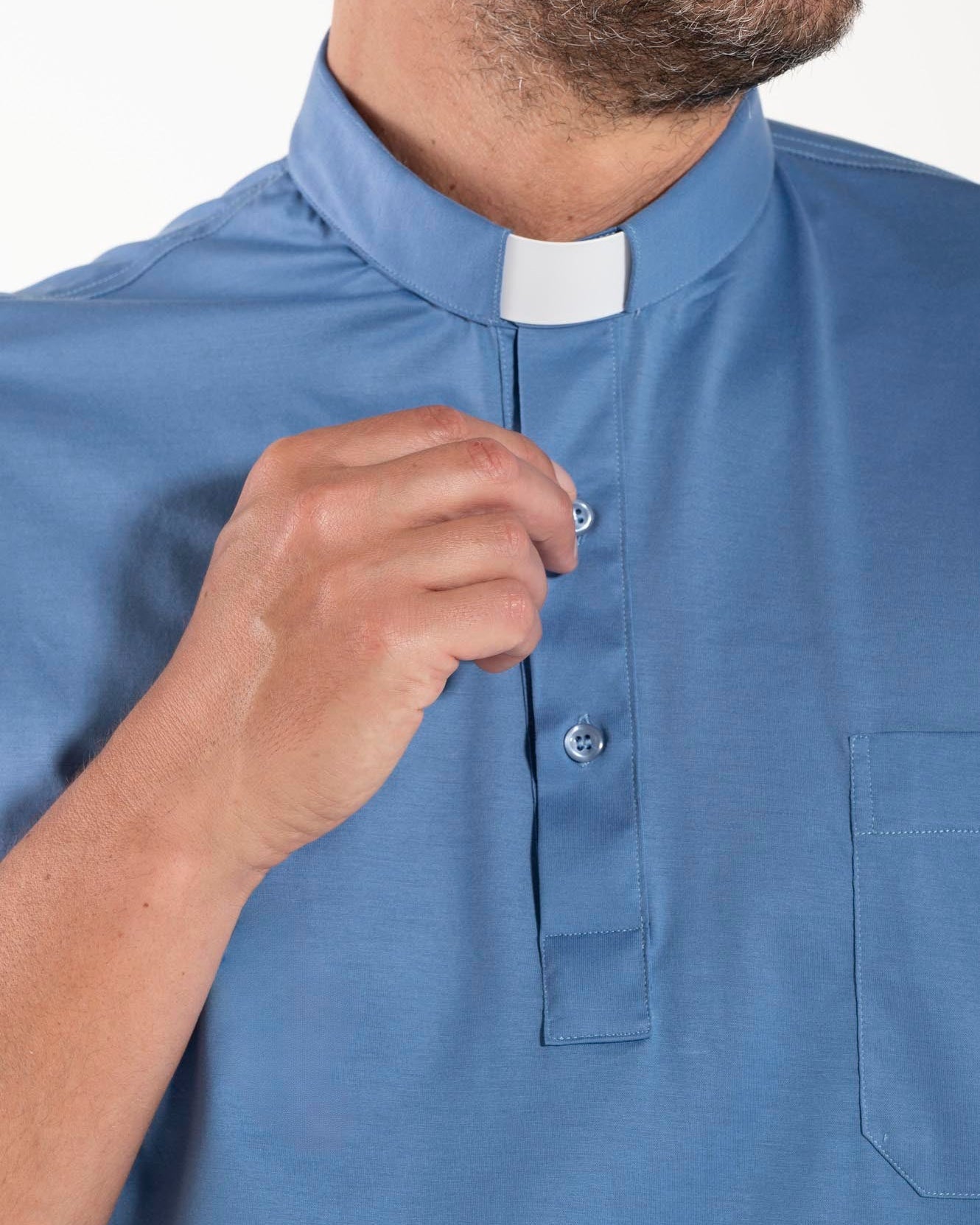 Polo Roma - Celeste - Clergy - 100% Cotone Fresco - Manica Corta