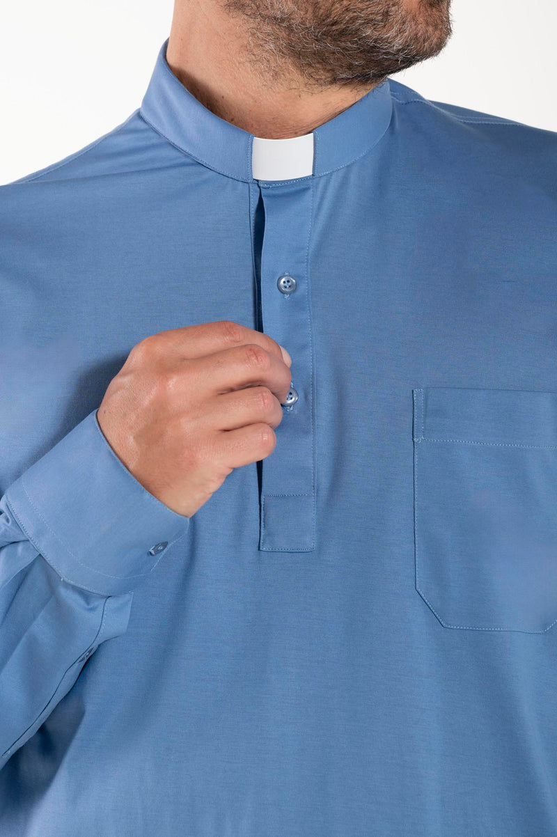 Polo Roma - Celeste - Clergy - 100% Cotone Fresco - Manica Lunga