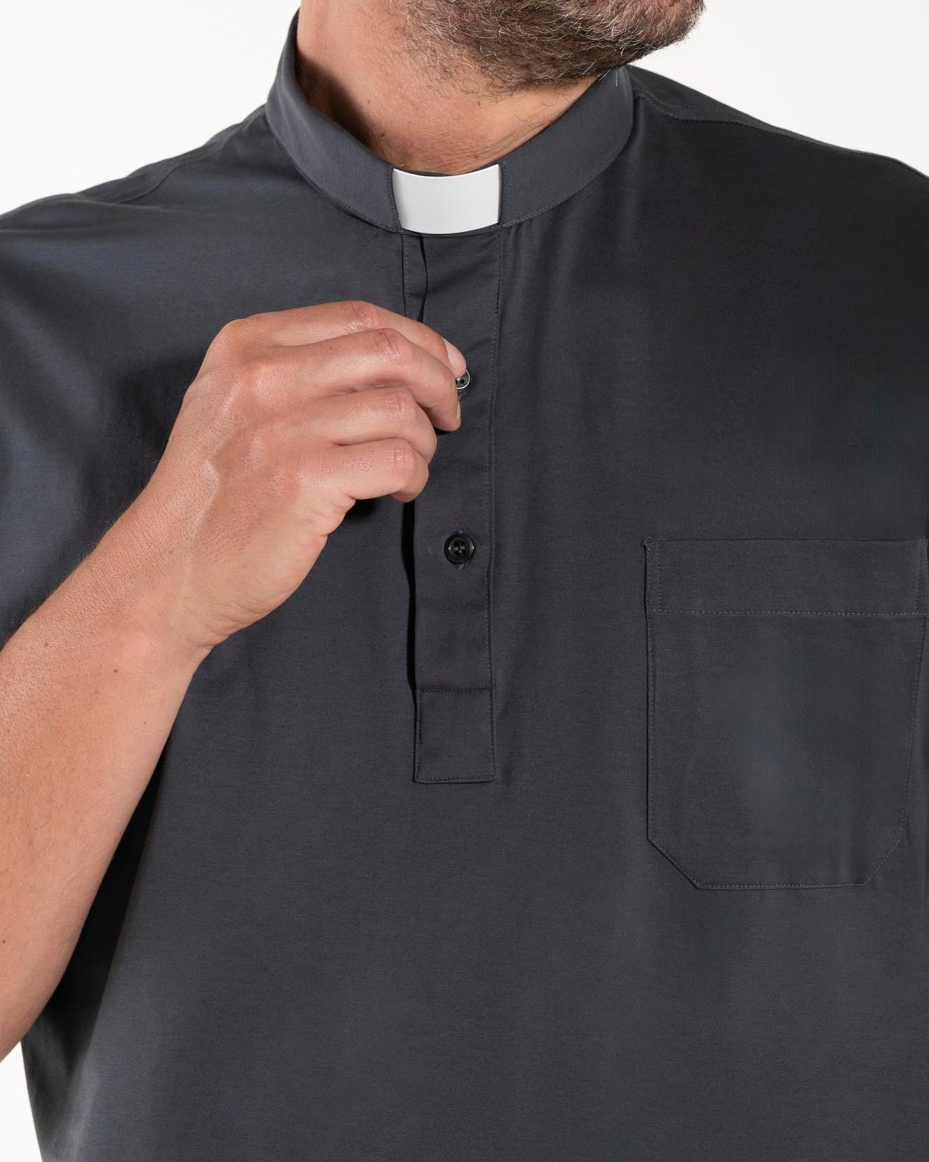Polo Roma - Grigio - Clergy - 100% Cotone Fresco - Manica Corta
