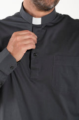 Polo Roma - Grigio - Clergy - 100% Cotone Fresco - Manica Lunga