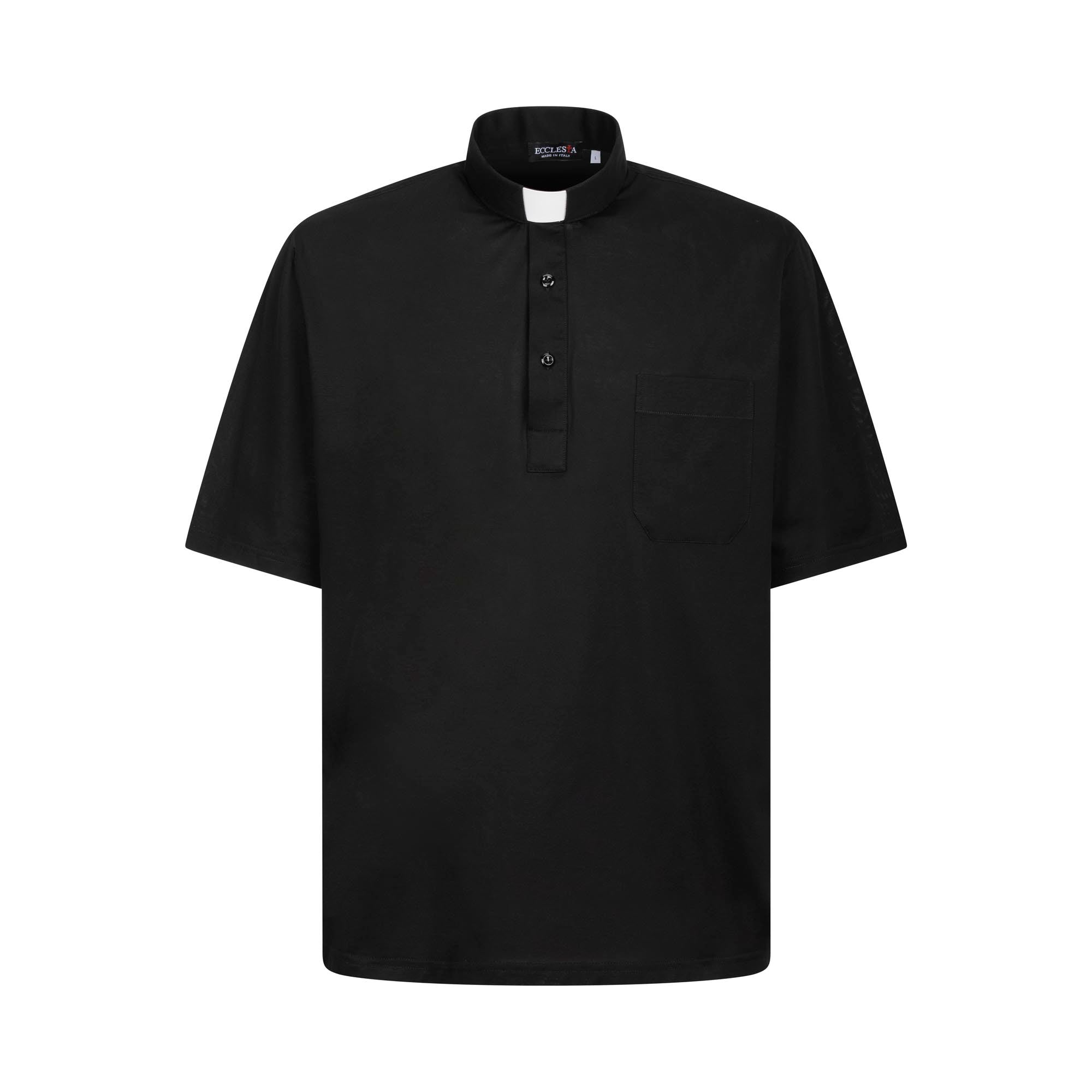 Polo Roma - Nero - Clergy - 100% Cotone Fresco - Manica Corta