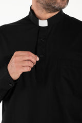 Polo Roma - Nero - Clergy - 100% Cotone Fresco - Manica Lunga