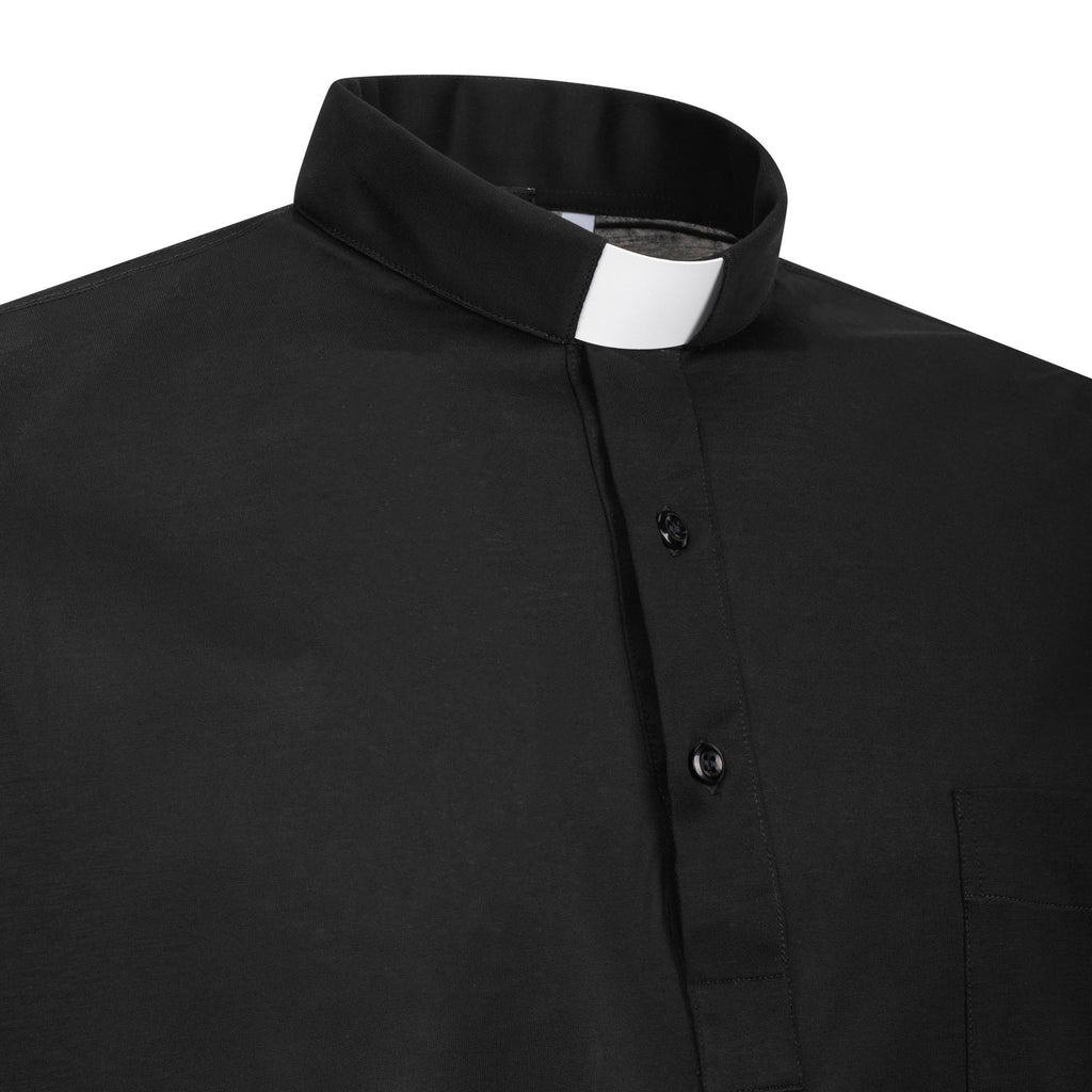 Polo Roma - Nero - Clergy - 100% Cotone Fresco - Manica Corta