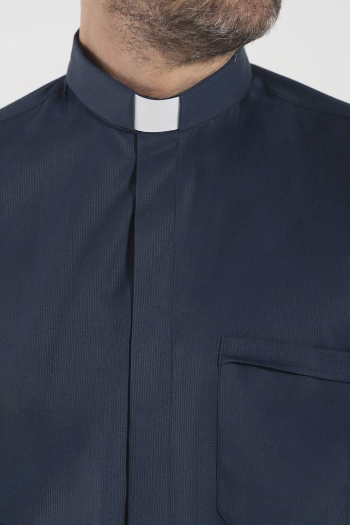 Priesterhemd Avignone - Blau - Klerus - Elastisch - Langarm