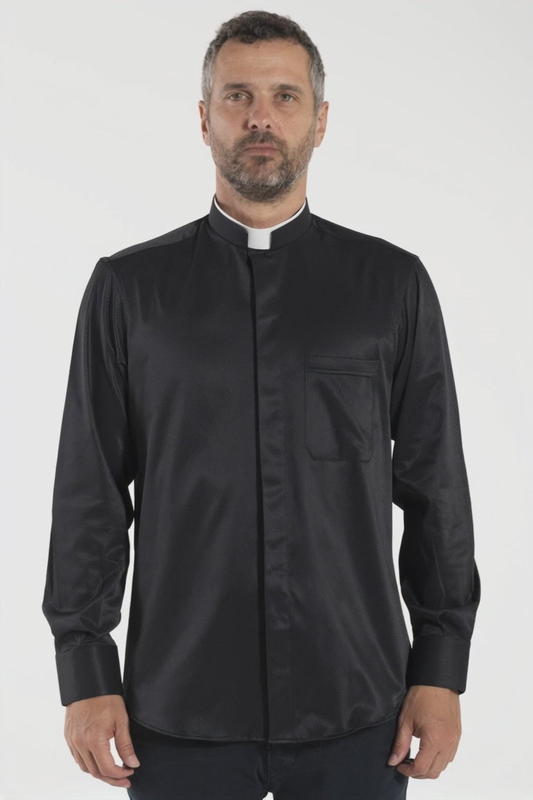 Camisa Avignone - Negro - Romana - Elástica - Manga Larga