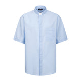 Camisa em Mistura de Linho - Azul claro - Clero - Manga Curta