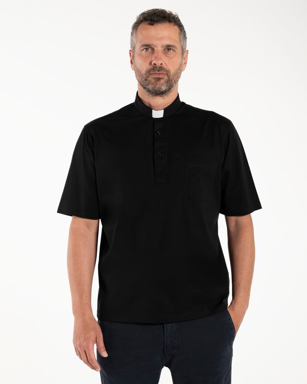 Polo Roma - Nero - Clergy - 100% Cotone Fresco - Manica Corta