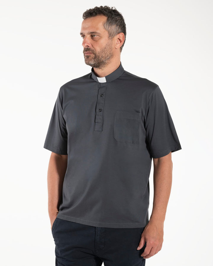 Polo Roma - Grey - Clergy - 100%Fresh Cotton - Short Sleeve