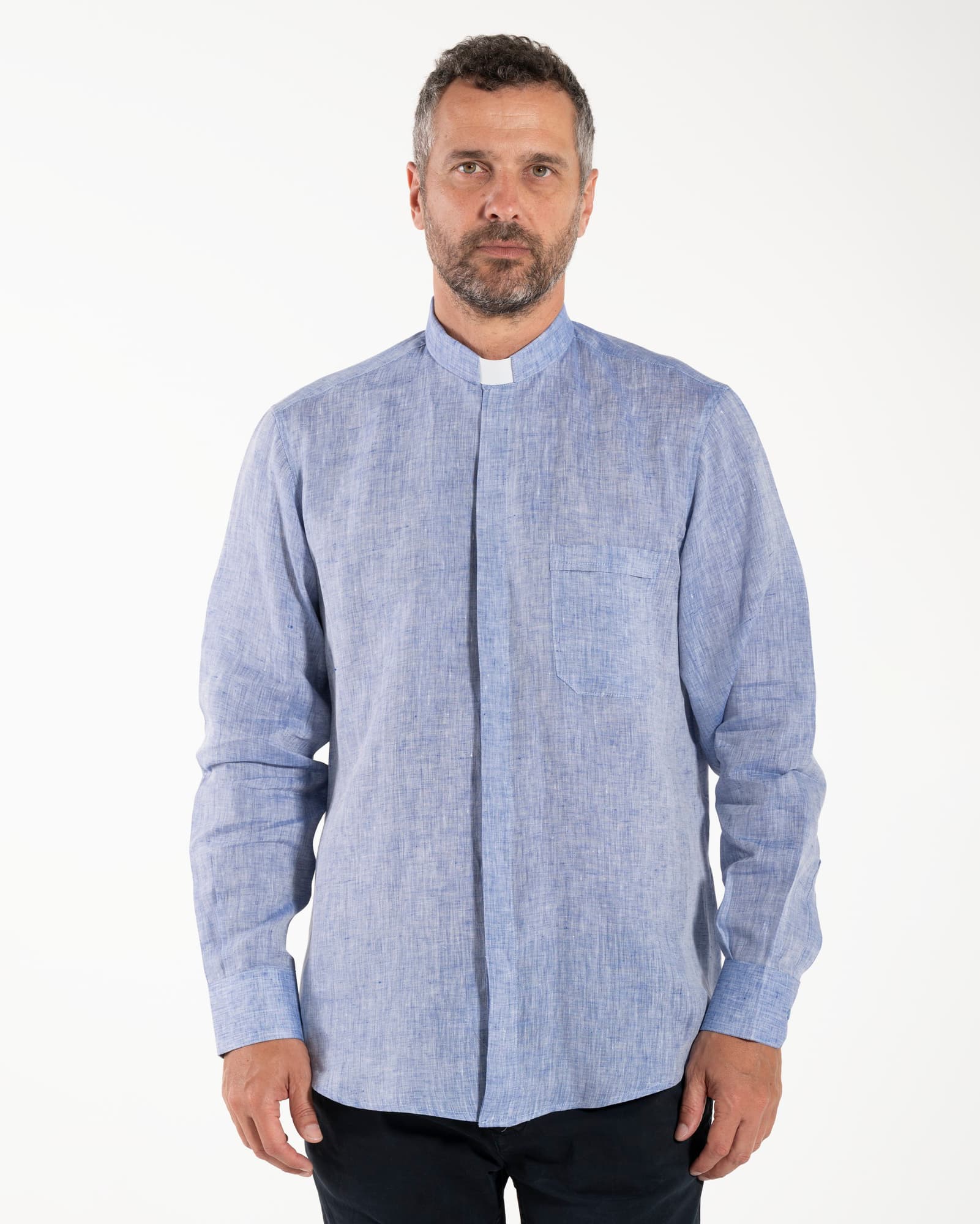 NEW - Camisa de lino - Azul claro - Clero - Manga Larga