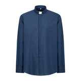 Camisa em Mistura de Linho - Azul - Clero - Manga Longa