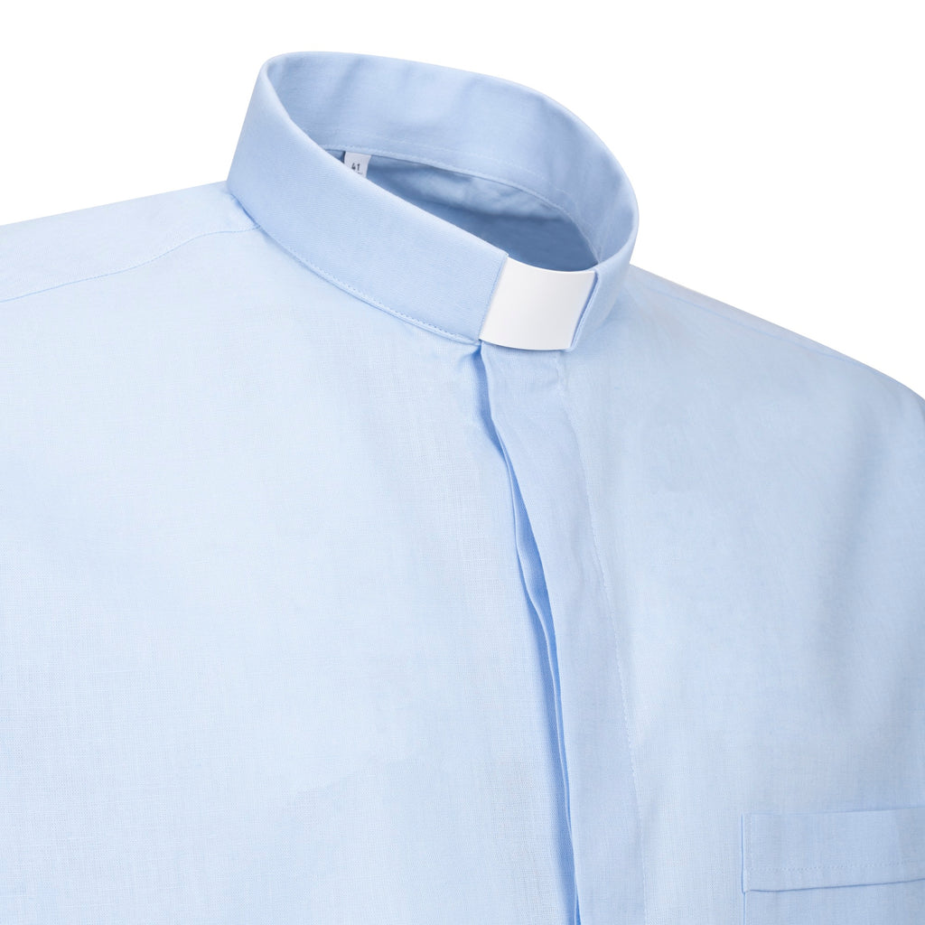 Camisa en mezcla de lino - Azul claro - Clero - Manga larga