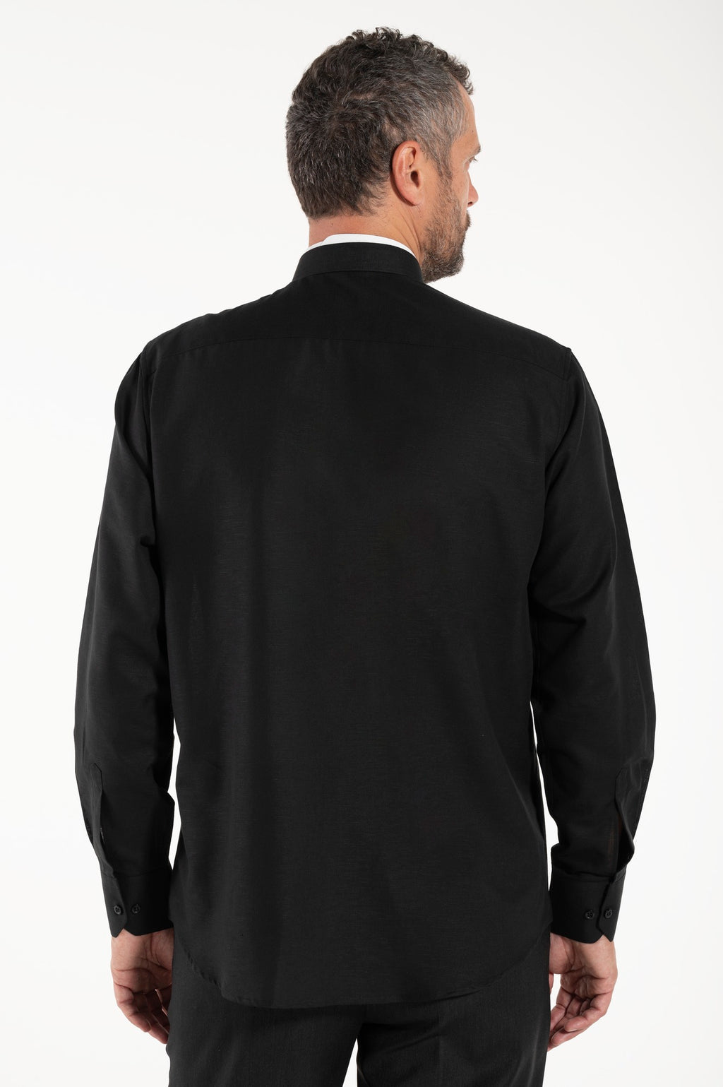 NEW - Camicia in Lino - Nero - Romano - Manica Lunga