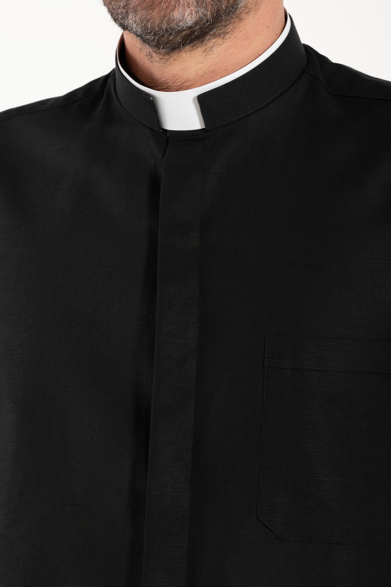 NEW - Camicia in Lino - Nero - Romano - Manica Lunga