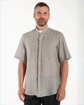 NEW - Camicia in Lino - Grigio Scuro - Clergy - Manica Corta