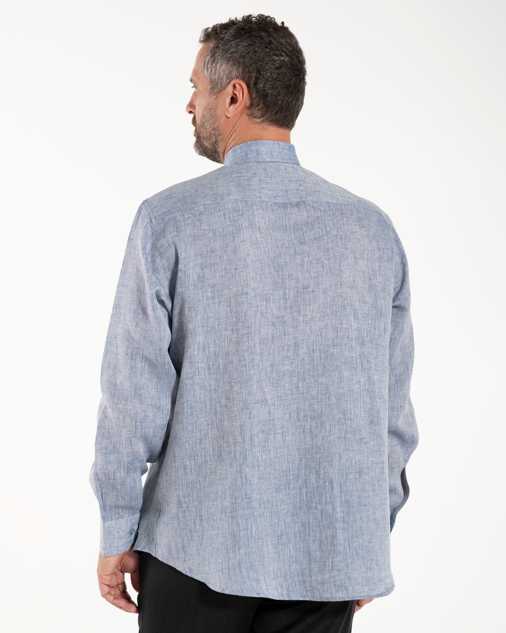 NEW - Koszula z lnu - Denim - z Koloratką - Długi Rękaw