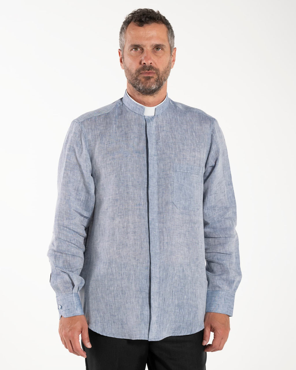 NEW - Camicia in Lino - Denim - Romano - Manica Lunga