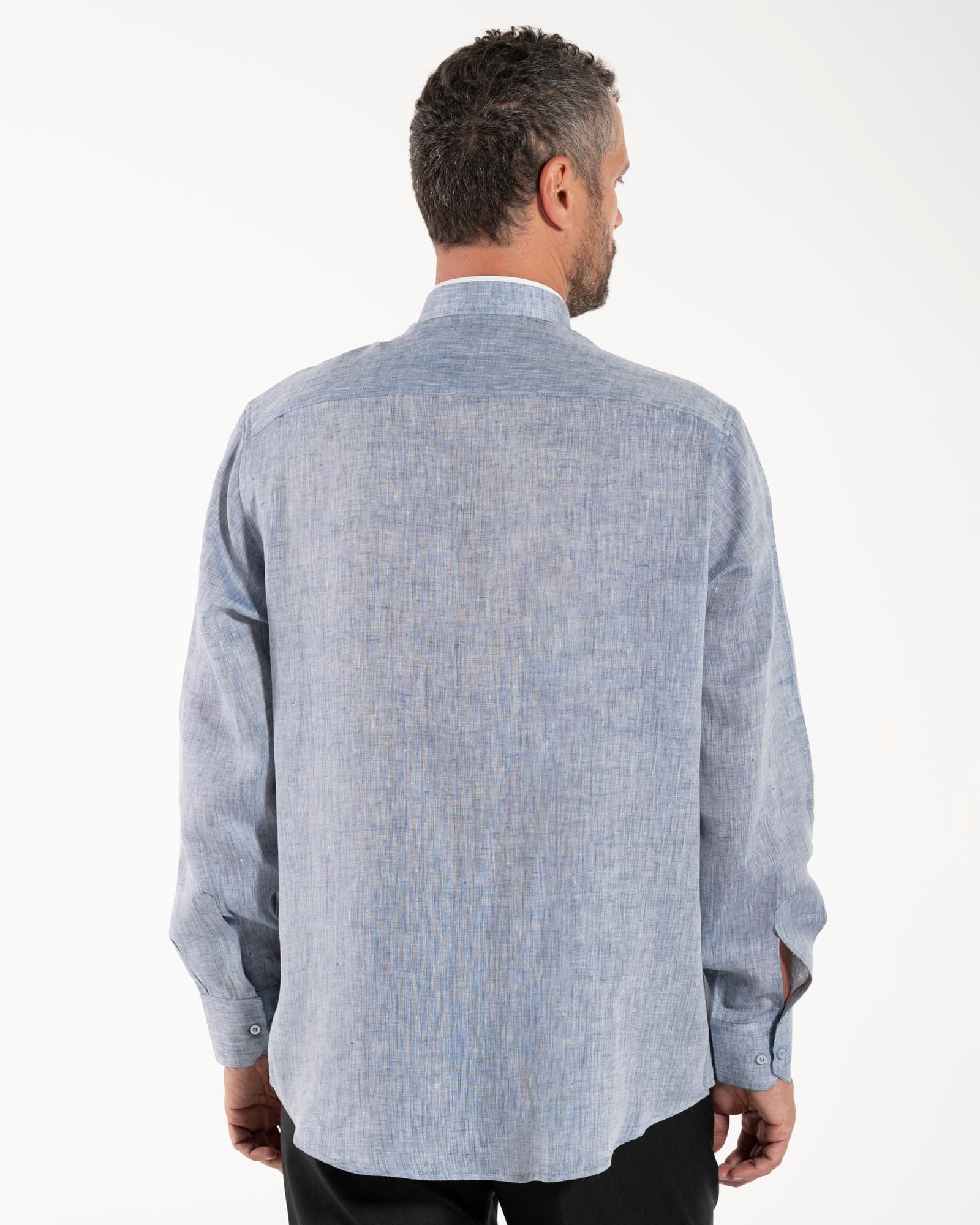 NEW - Camisa de lino - Denim - Romana - Manga Larga
