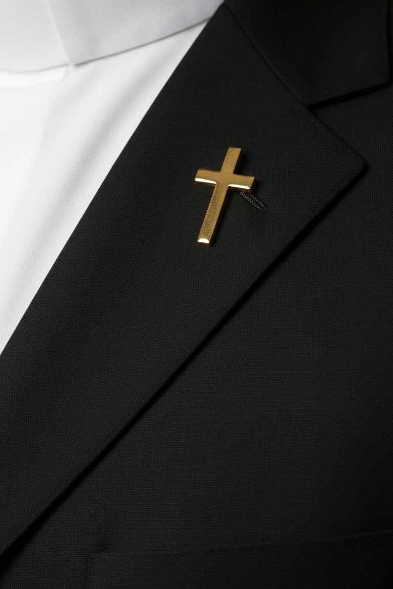 Cruz de metal - Broche - Oro
