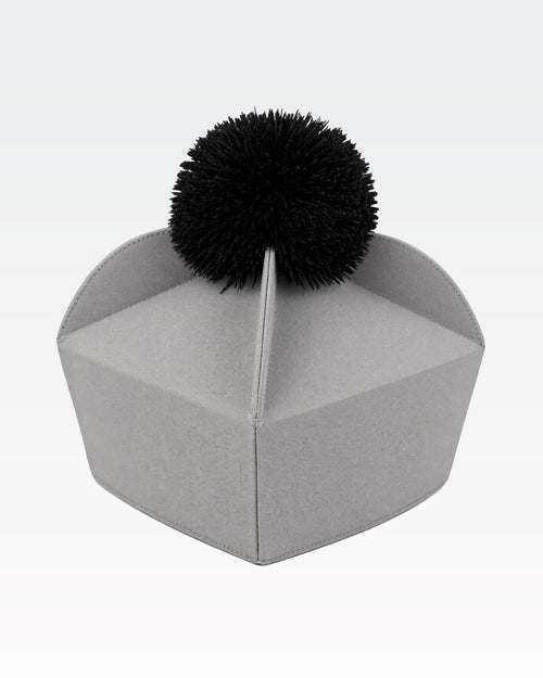 Biretta Tricorno - Grigio/Nero - con ponpon