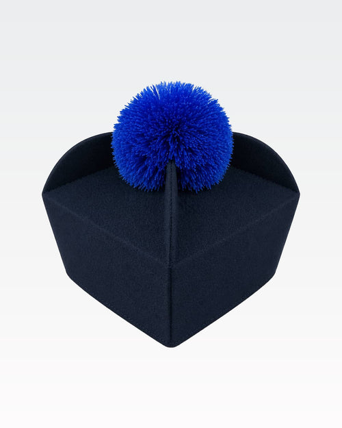 Biretta Tricorno - Nero/Blu - con ponpon