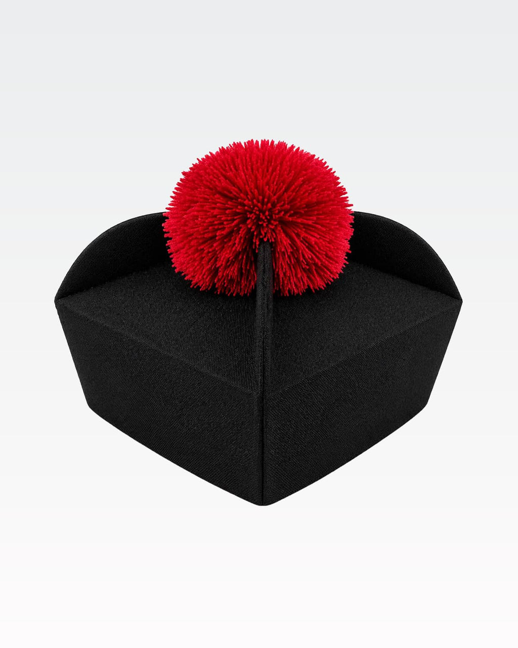 Biretta Tricorno - Nero/Rosso - con ponpon