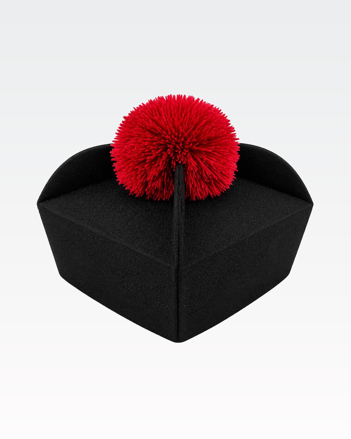 Biretta Tricorno - Nero/Rosso - con ponpon