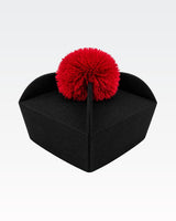 Biretta Tricorno - Nero/Rosso - con ponpon