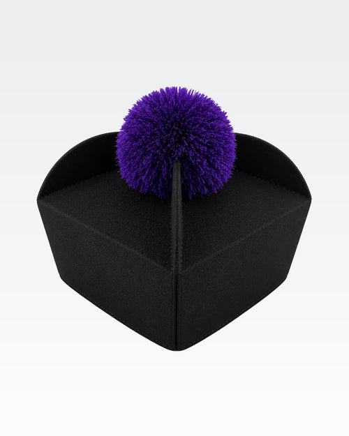 Biretta Tricorno - Nero/Viola - con ponpon