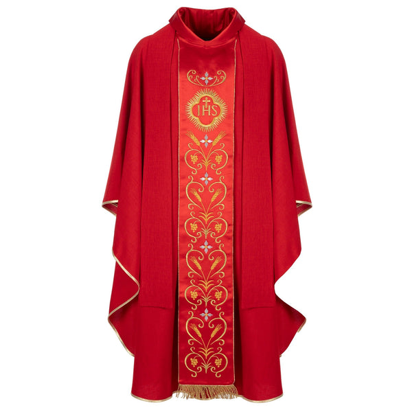 Chasuble Stolon - JHS Christogram and Ears of Wheat