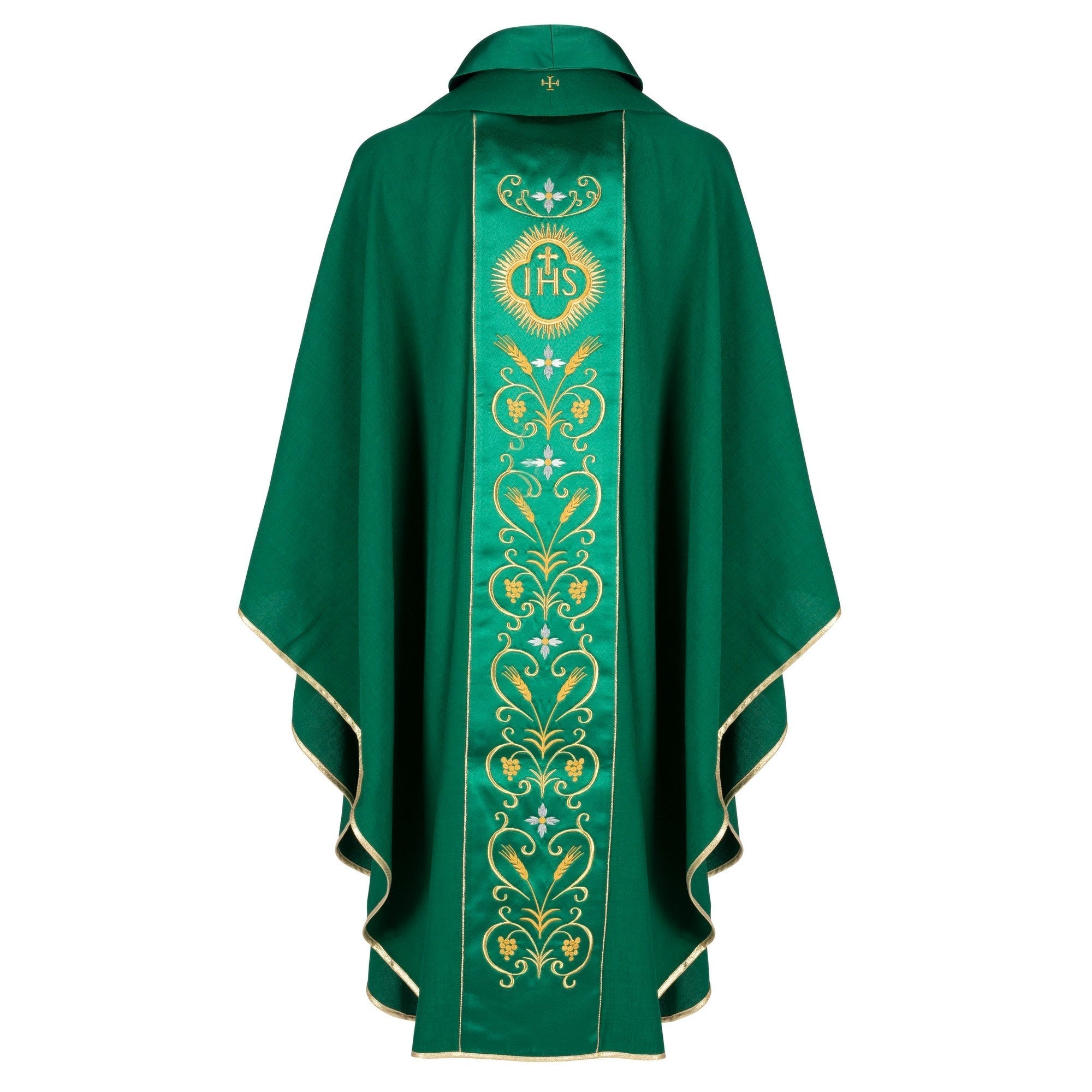 Casula Stolone Cucito - Cristogramma JHS e Spighe di Grano - Verde