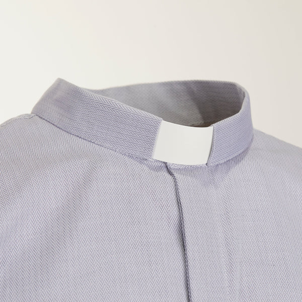 Herringbone Shirt - Grey - 100% Superior Cotton - Clergy - Long Sleeve
