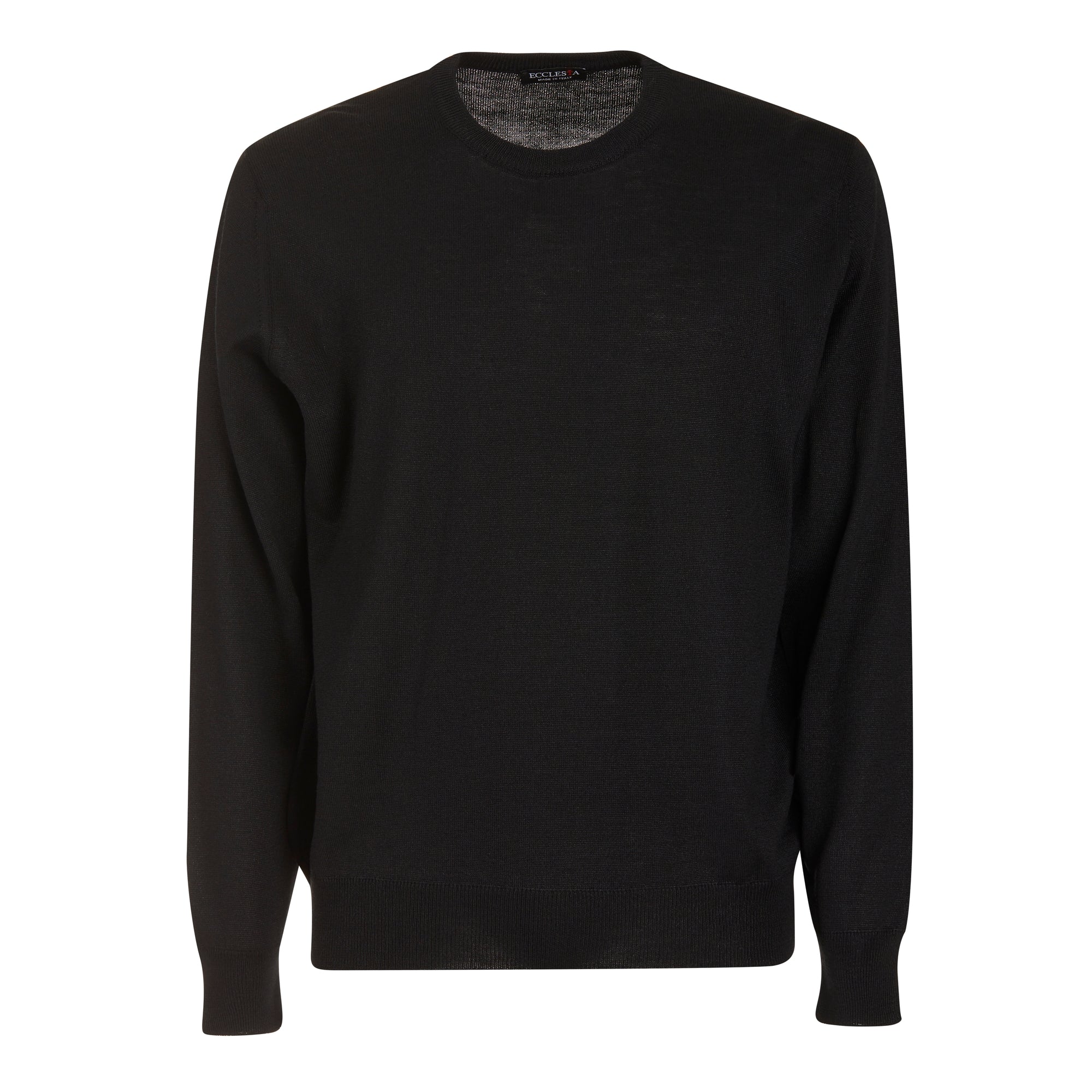 Jersey de cuello redondo - Negro - Mezcla de lana merino - Manga larga