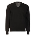 Maglione Scollo a V - Nero - Misto Lana Merinos - Manica Lunga