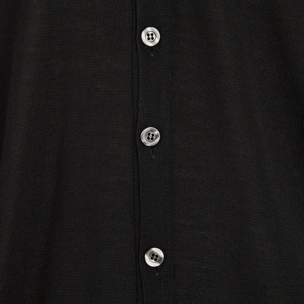 Cardigan - Nero - Misto Lana Merinos - Manica Lunga - Con Bottoni