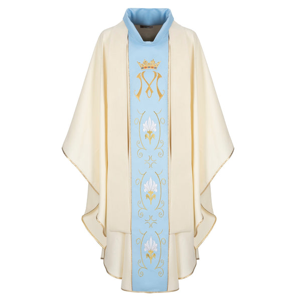 Marian chasuble - with stolon - with white lilies