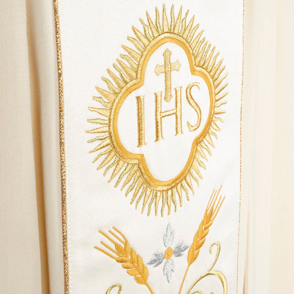 Chasuble Stolon - Christogramme JHS et épis de blé